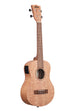 A Burled Meranti Tenor Ukulele w/ EQ shown at a right angle