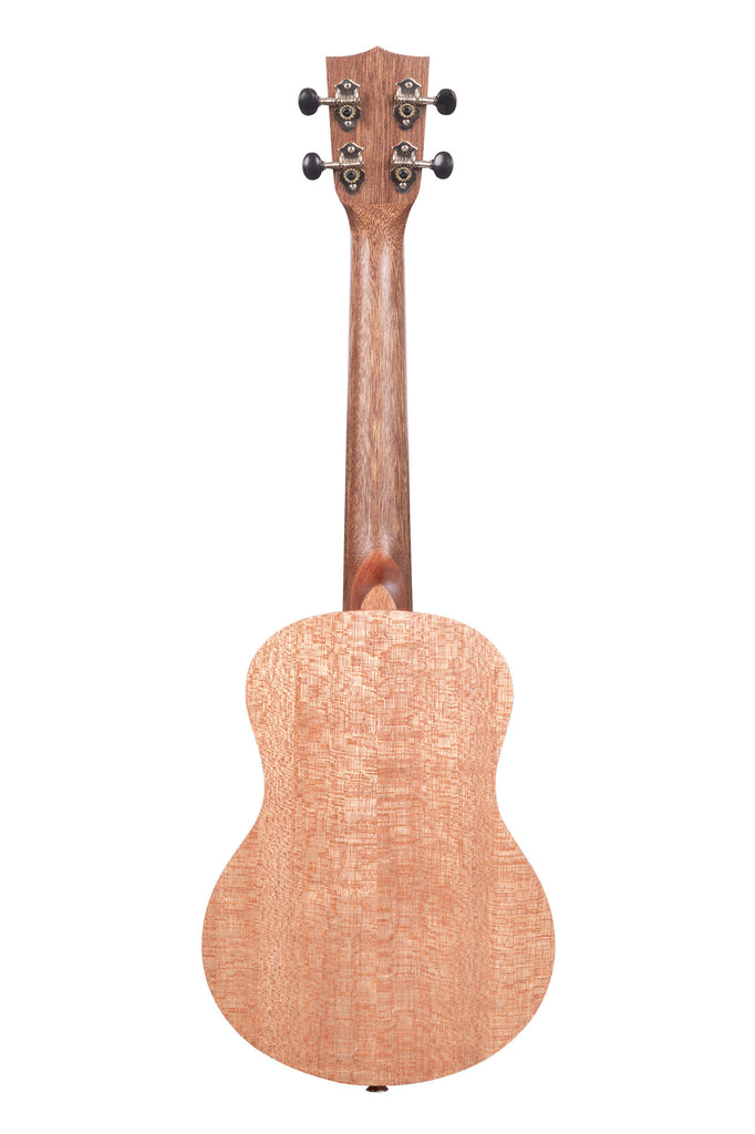 A KA-20T Burled Meranti Tenor Ukulele shown at a back angle