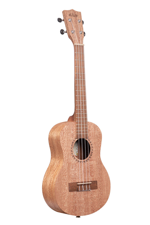 A KA-20T Burled Meranti Tenor Ukulele shown at a right angle