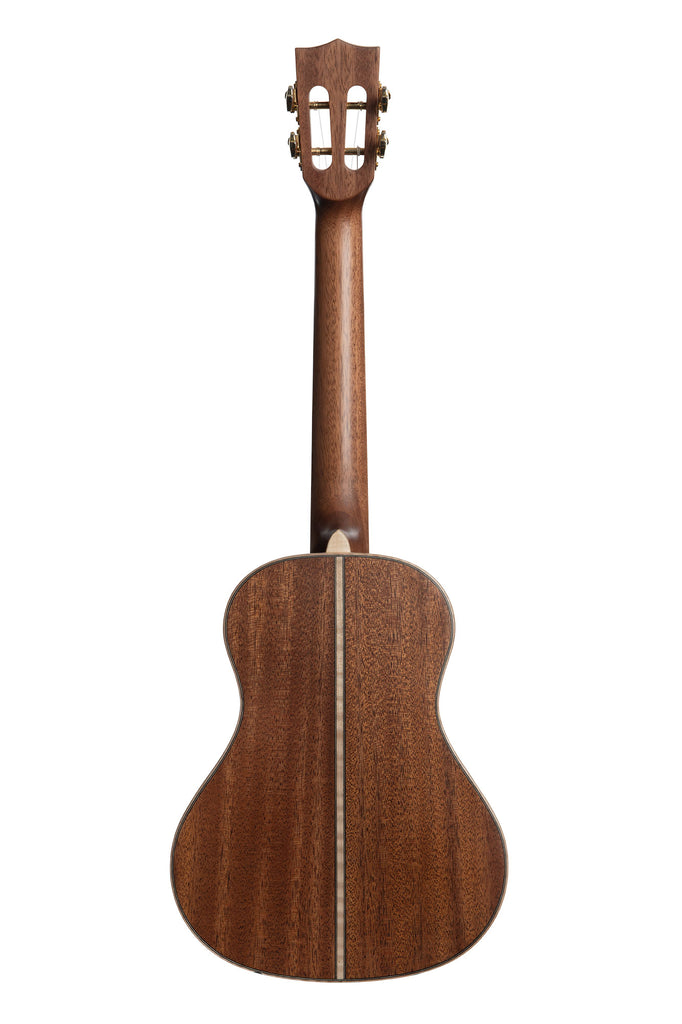 A All Solid Mahogany Tenor XL Ukulele shown at a back angle