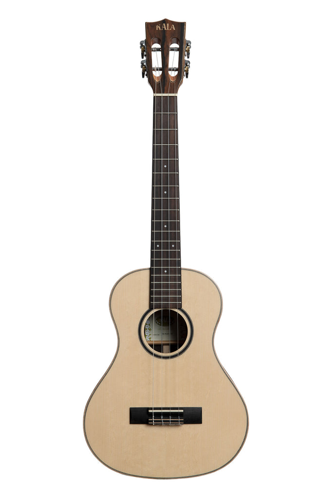 A All Solid Spruce Top Ziricote Tenor XL Ukulele shown at a front angle