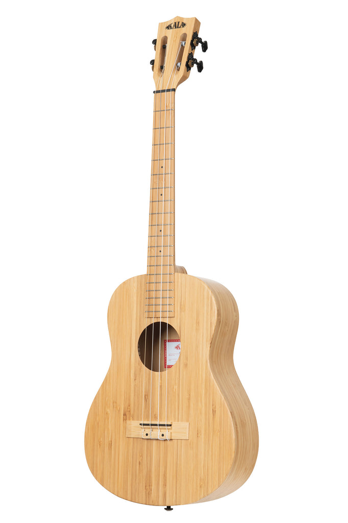 A Bamboo Baritone Ukulele shown at a left angle