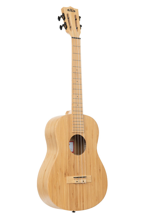A Bamboo Baritone Ukulele shown at a right angle