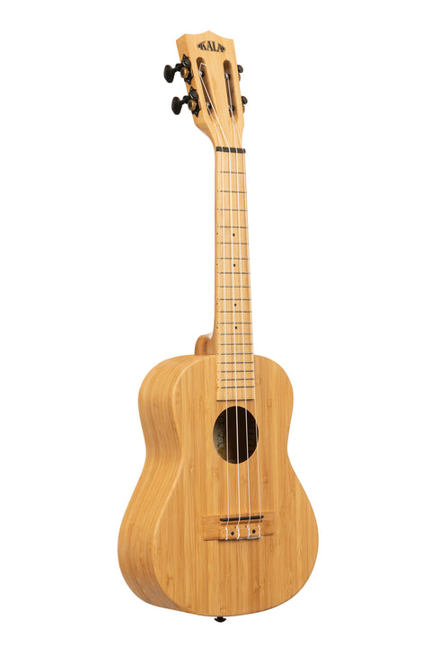 A Bamboo Concert Ukulele shown at a right angle
