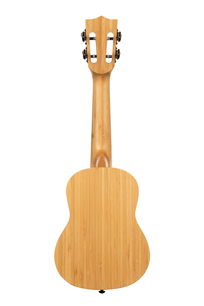 A Bamboo Soprano Ukulele shown at a back angle