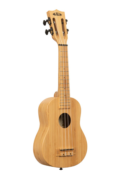 A Bamboo Soprano Ukulele shown at a right angle