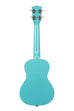 A Cotton Candy Blue Concert Ukulele shown at a back angle