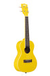 A Lemon Drop Concert Ukulele shown at a right angle