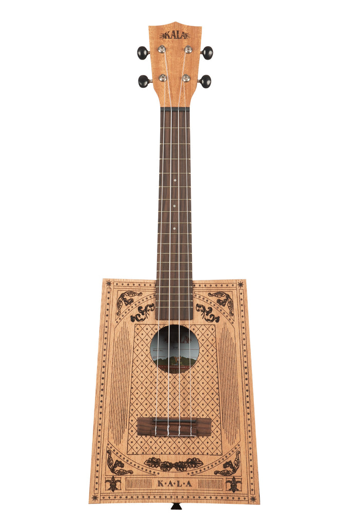 A Victorian Cigar Box Concert Ukulele shown at a front angle