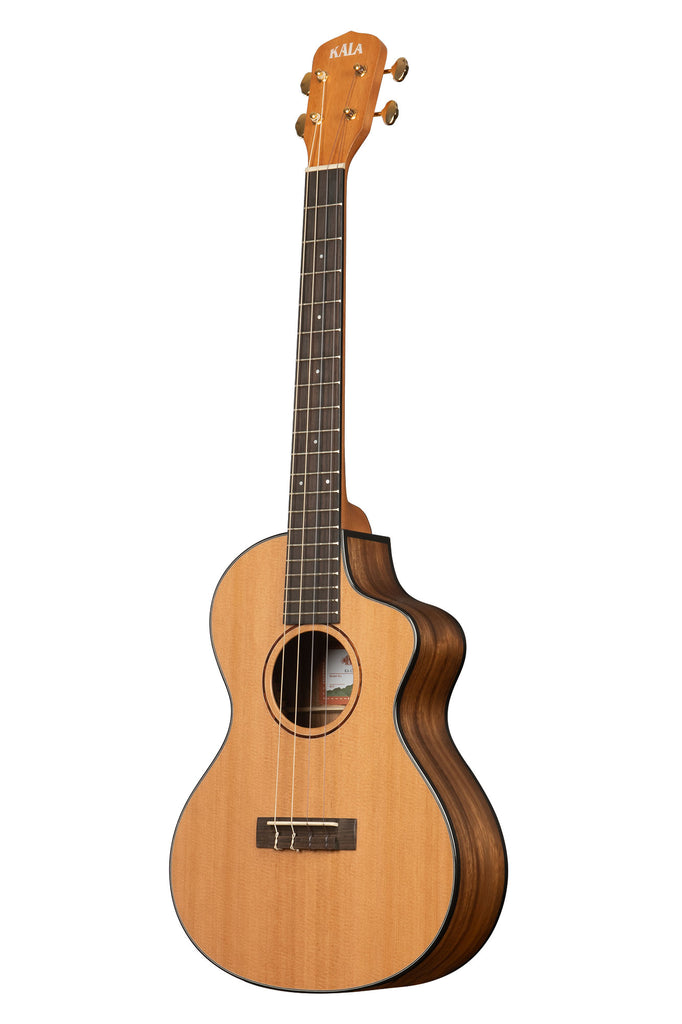 A All Solid Cedar Top Trembesi Metropolitan™ Baritone Cutaway shown at a left angle