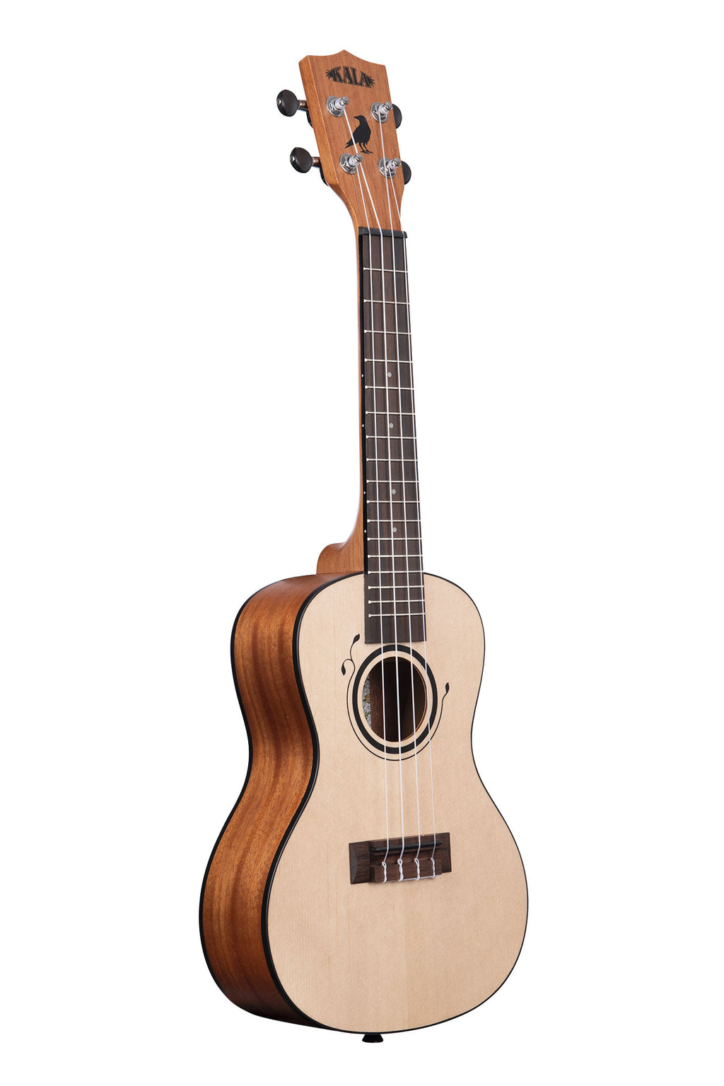 A Emi Sunshine Signature Concert Ukulele shown at a right angle