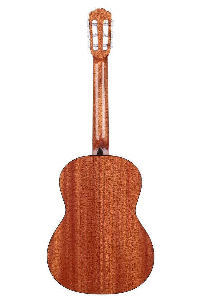 A Cedar Top Mahogany Nylon String Classical Guitar shown at a back angle