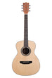 A Solid Spruce Top Ebony Orchestra Mini Guitar shown at a front angle