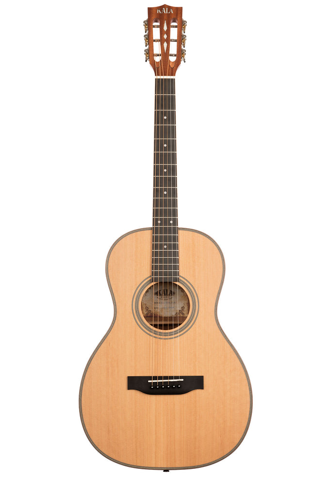 A Solid Cedar Top Parlor Guitar shown at a front angle
