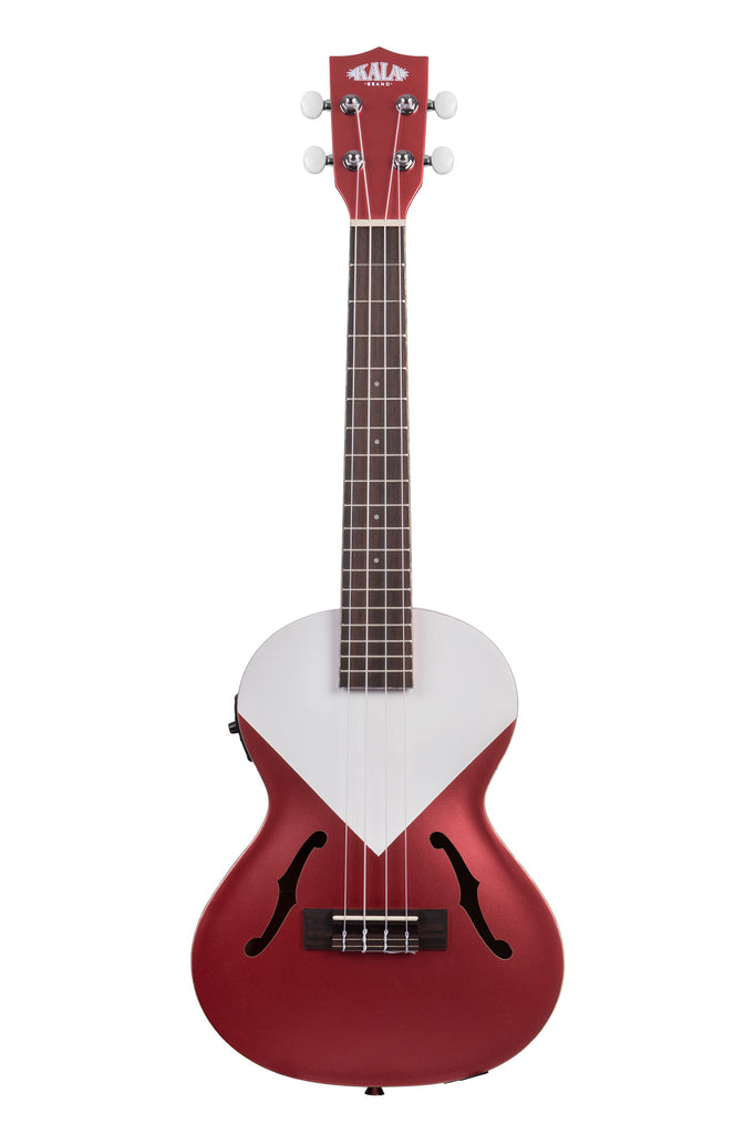 A Chicago Red Archtop Tenor Ukulele w/ EQ shown at a front angle