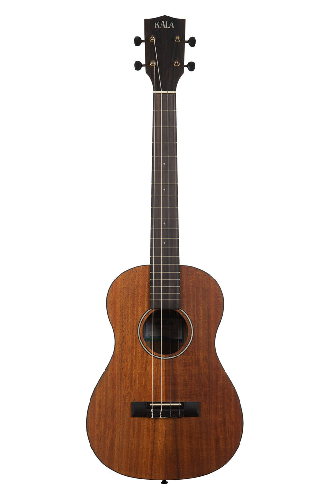 A Satin Hawaiian Koa Baritone Ukulele shown at a front angle
