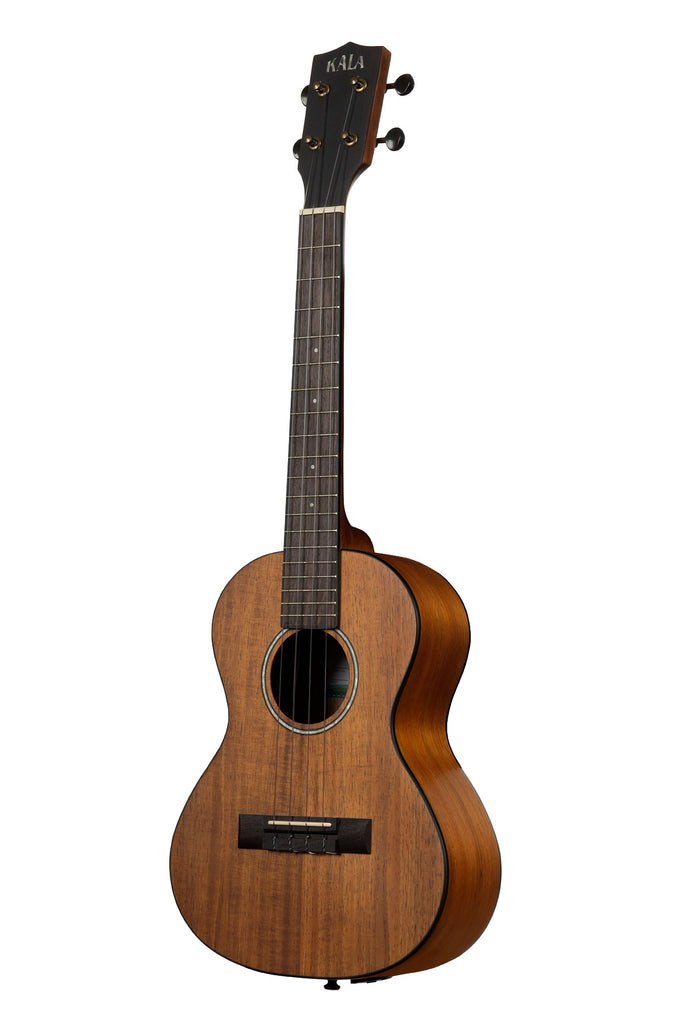 A Satin Hawaiian Koa Tenor w/ EQ Ukulele shown at a left angle