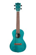 A Ocean Blue Watercolor Meranti Concert Ukulele shown at a front angle