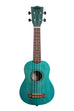 A Ocean Blue Watercolor Meranti Soprano Ukulele shown at a front angle