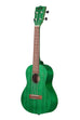 A Fern Green Watercolor Meranti Concert Ukulele shown at a left angle