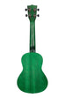 A Fern Green Watercolor Meranti Concert Ukulele shown at a back angle