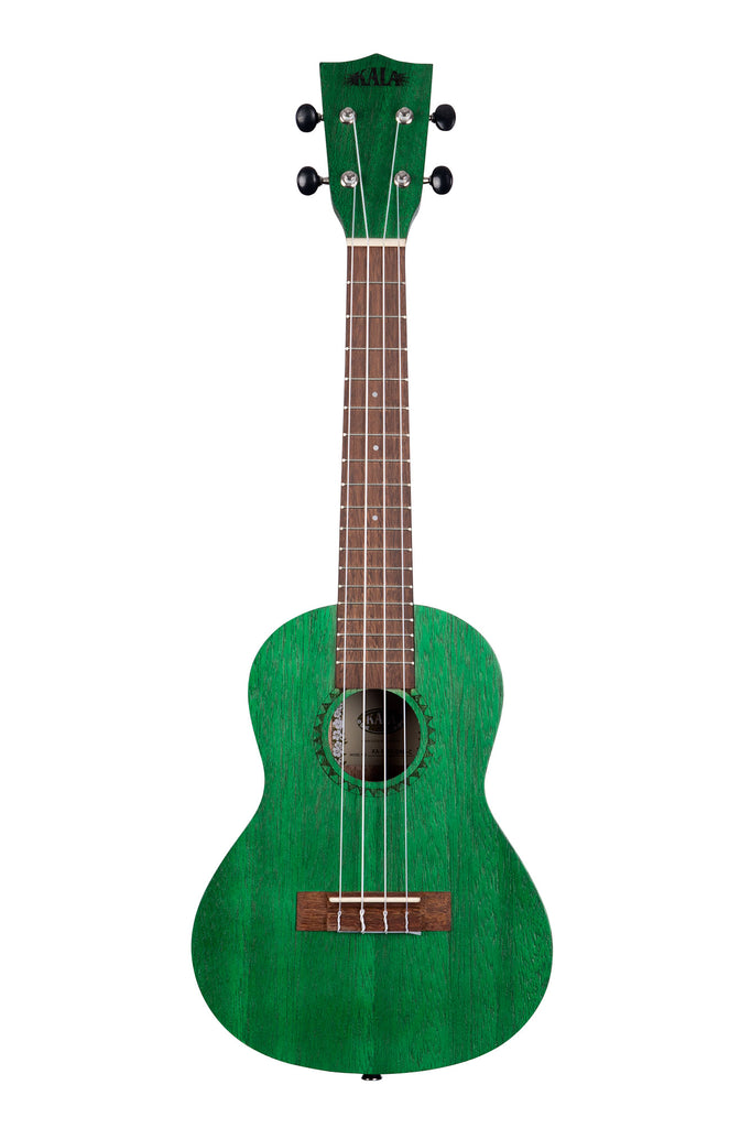 A Fern Green Watercolor Meranti Concert Ukulele shown at a front angle