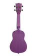 A Royal Purple Watercolor Meranti Soprano Ukulele shown at a back angle