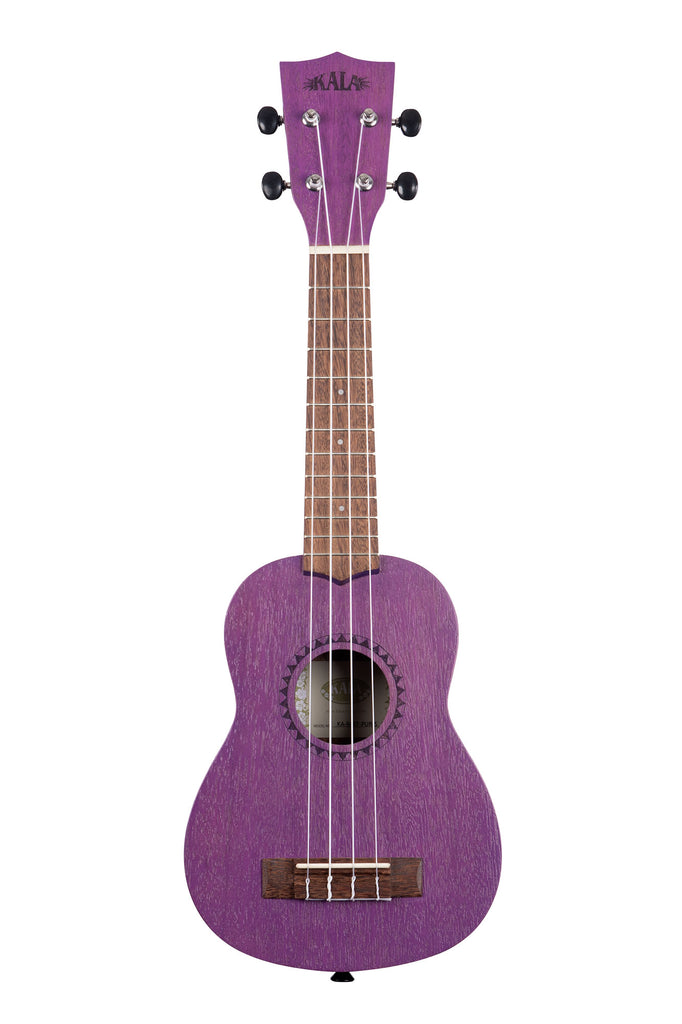 A Royal Purple Watercolor Meranti Soprano Ukulele shown at a front angle