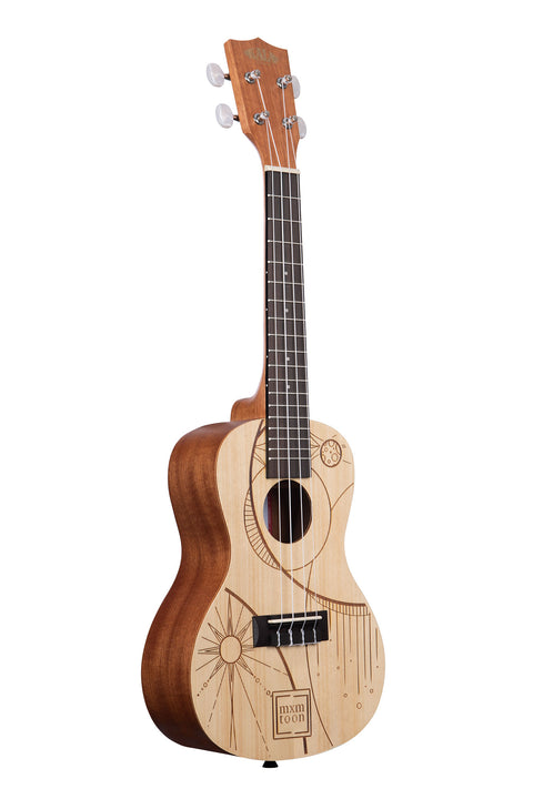 A mxmtoon Signature Concert Ukulele shown at a right angle