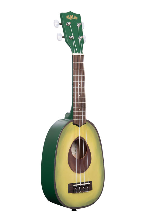 A Guacalele Soprano Ukulele shown at a right angle