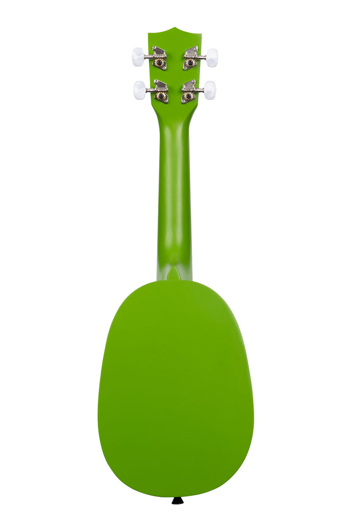 A Watermelon Soprano Ukulele shown at a back angle