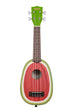 A Watermelon Soprano Ukulele shown at a front angle