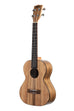 A Left-Handed Pacific Walnut Tenor Ukulele shown at a left angle