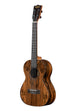 A Premier Exotic Bocote Tenor Ukulele shown at a left angle