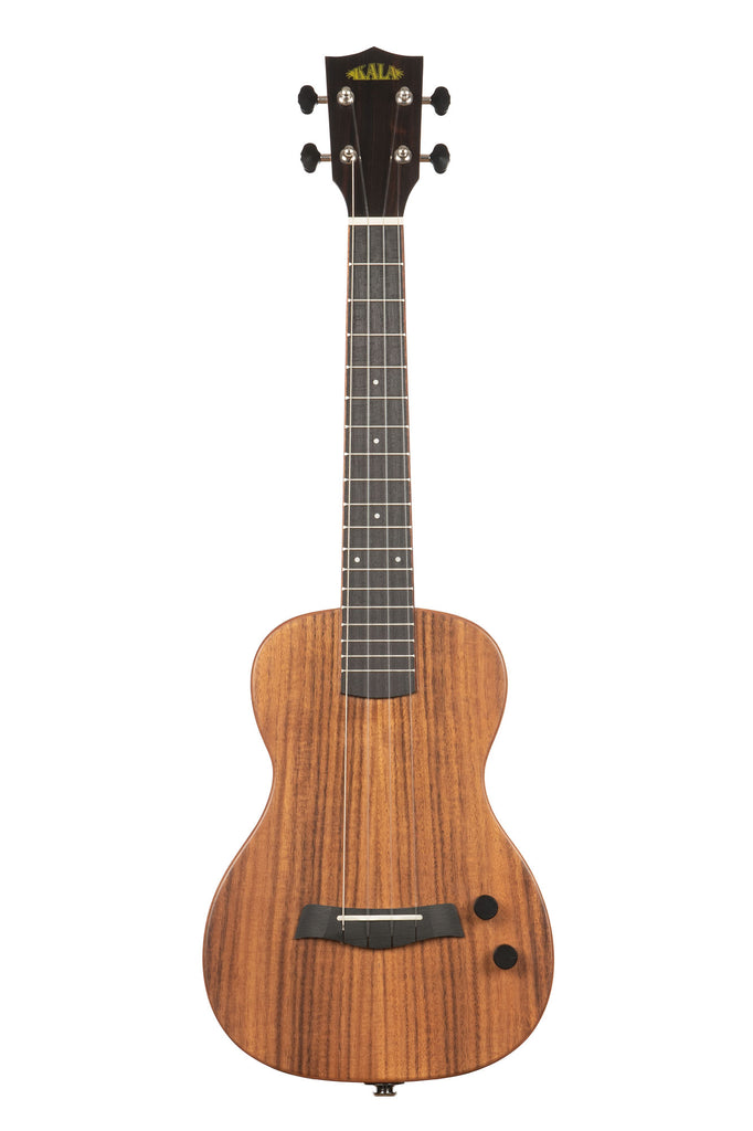 A Solid Body Electric Acacia Tenor Ukulele shown at a front angle