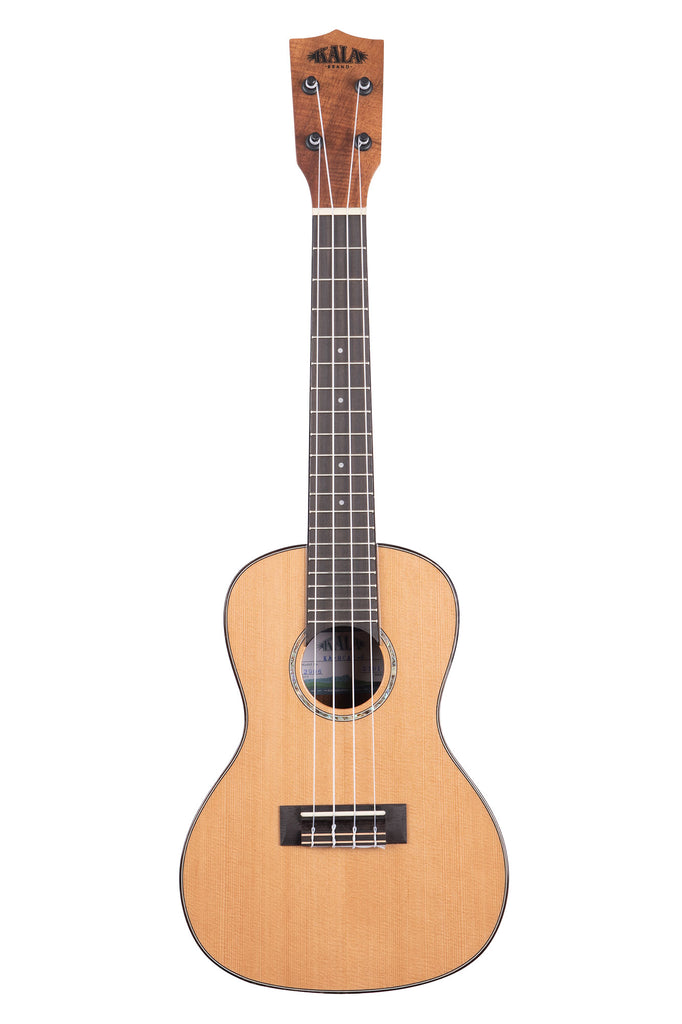 A Gloss Solid Cedar Top Acacia Concert Ukulele shown at a front angle