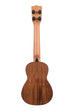 A Gloss Solid Cedar Top Acacia Long Neck Soprano Ukulele shown at a back angle