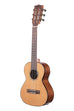 A Gloss Solid Cedar Top Acacia 6-String Tenor Ukulele shown at a left angle