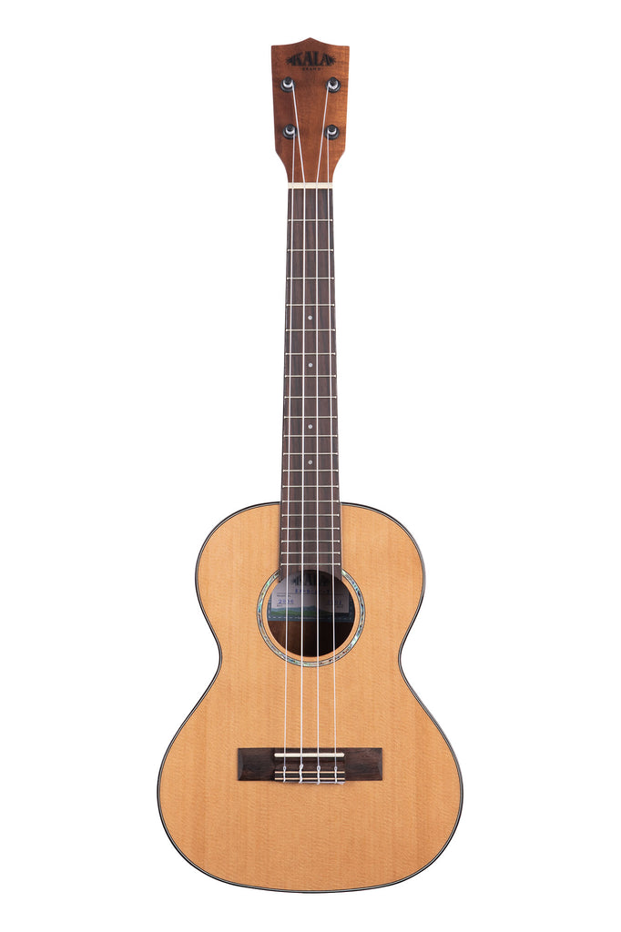 A Gloss Solid Cedar Top Acacia Tenor Ukulele shown at a front angle