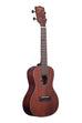 A All Solid Satin Mahogany Concert Ukulele shown at a right angle