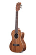 A All Solid Gloss Mahogany Tenor Ukulele w/ Cutaway & EQ shown at a left angle