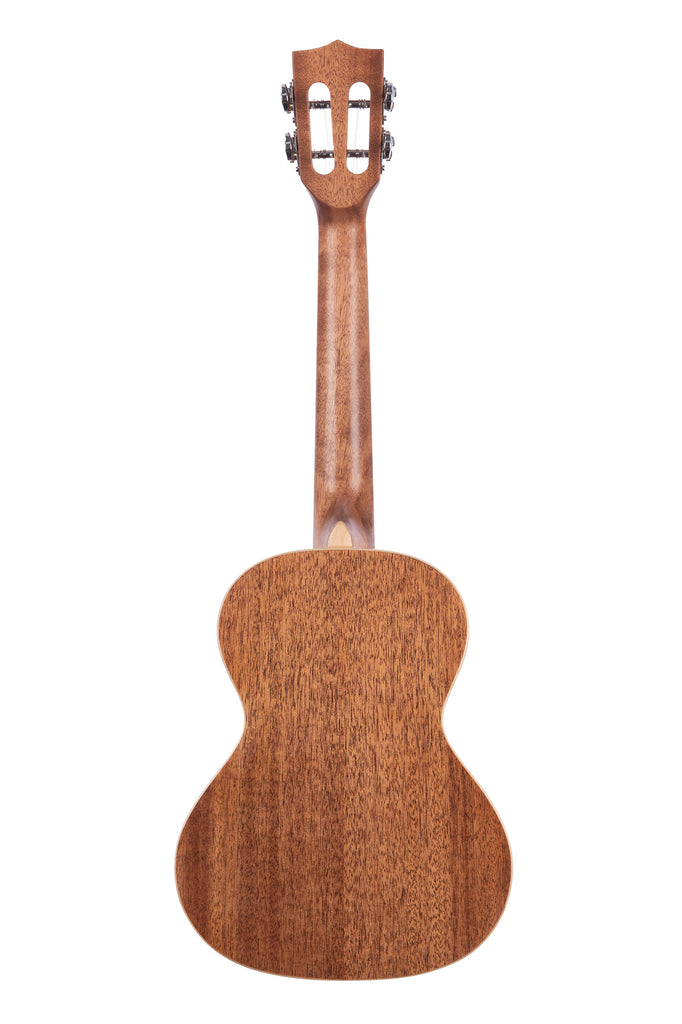 A All Solid Gloss Mahogany Tenor Ukulele shown at a back angle