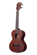 A All Solid Satin Mahogany Tenor Ukulele shown at a left angle