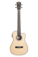 A Solid Spruce Top Striped Ebony Baritone Ukulele w/ Cutaway & EQ shown at a front angle