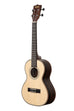 A Solid Spruce Top Striped Ebony Tenor Ukulele shown at a left angle