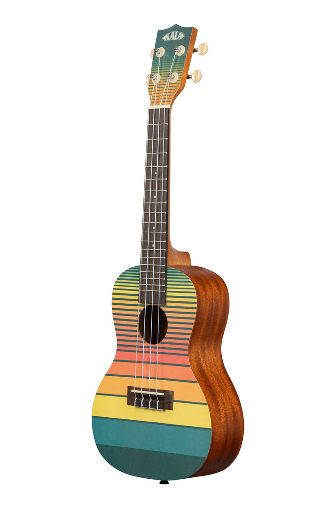 A Dawn Patrol Concert Ukulele shown at a left angle