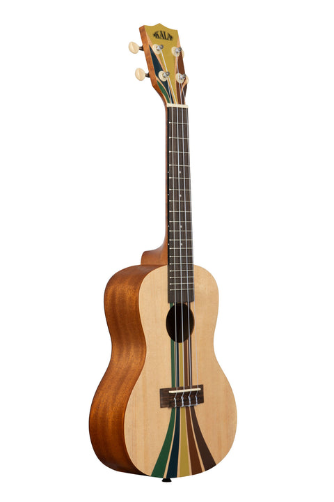 A Riptide Concert Ukulele shown at a right angle