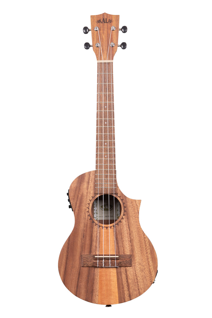 A Teak Tri-Top Tenor Ukulele w/ Cutaway & EQ shown at a front angle