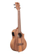 A Teak Tri-Top Tenor Ukulele w/ Cutaway & EQ shown at a right angle