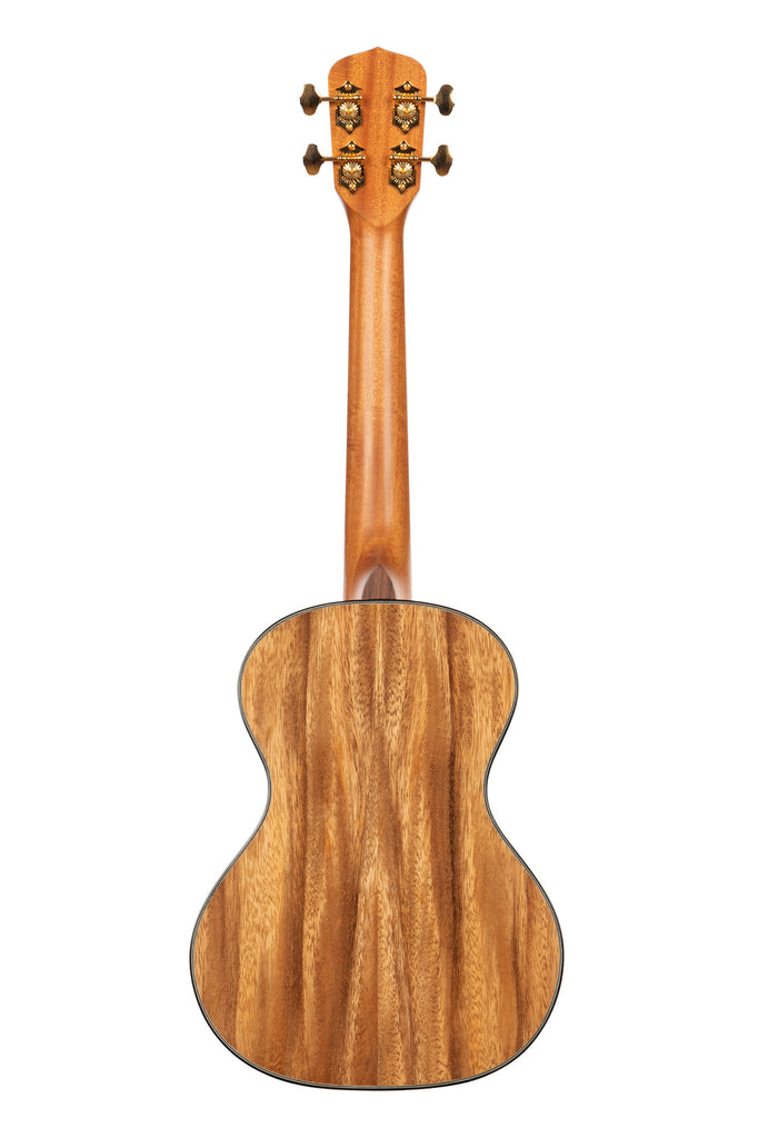 A All Solid Trembesi Metropolitan™ Tenor Ukulele shown at a back angle